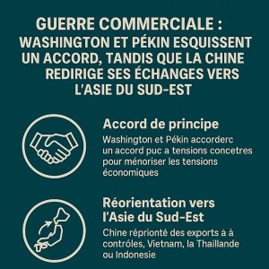 ⚖️ Guerre commerciale : Washington et Pékin esquissent un accord, pendant que la Chine réoriente ses échanges vers l’Asie du Sud-Est